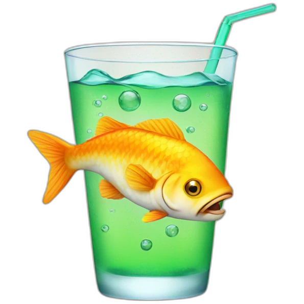 Fish with a drink emoji