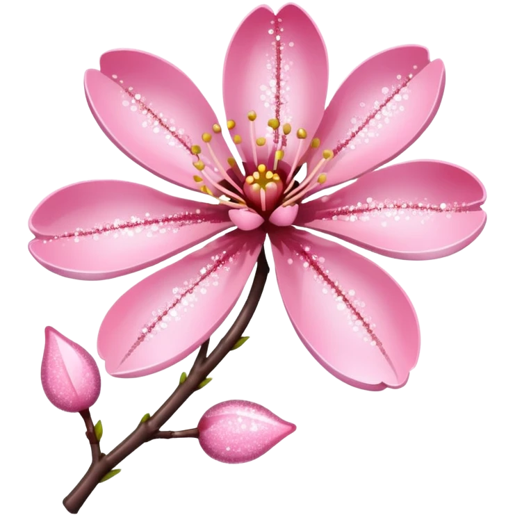 Stylized pink glitter cherry blossom flower (sakura) emoji