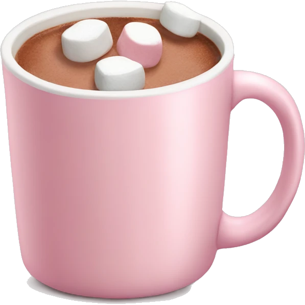 Light Pink mug of hot chocolate with marshmallows  emoji