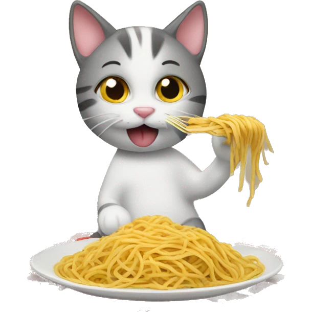 Cat eating spaghetti  emoji
