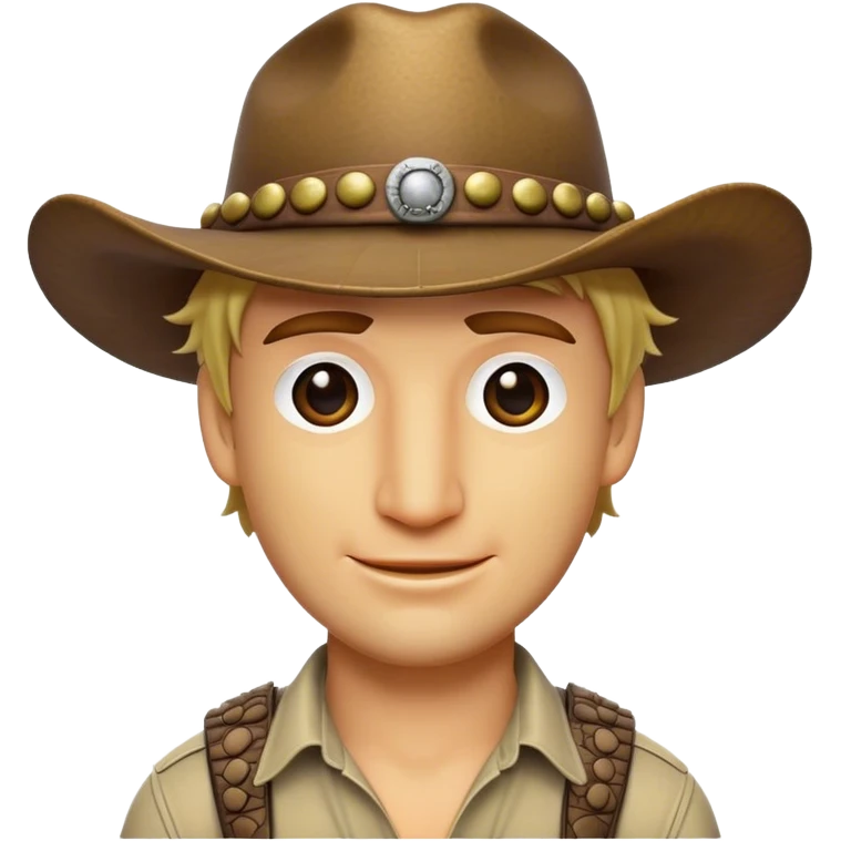 Cinematic Realistic Crocodile Dundee Pop Culture Emoji, depicted with rugged charm and adventurous spirit rendered with lifelike detail and cinematic lighting. emoji