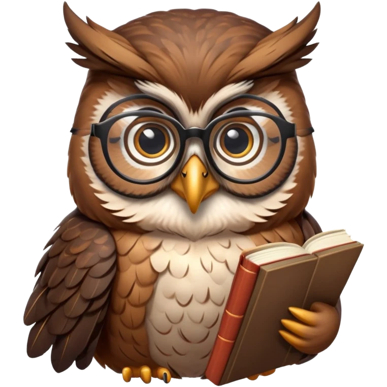 scholarly owl with glasses and a book as a pedant mascot emoji
