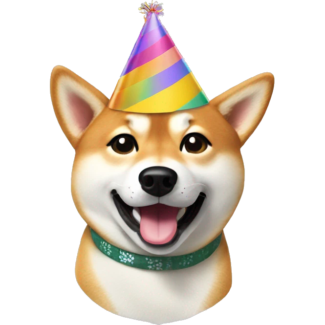 Shiba Inu with a birthday cap emoji