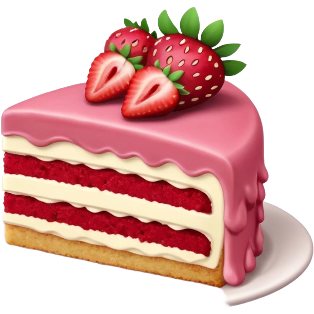 A slice of strawberry cake, burgundy color emoji