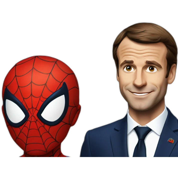 macron with spiderman emoji