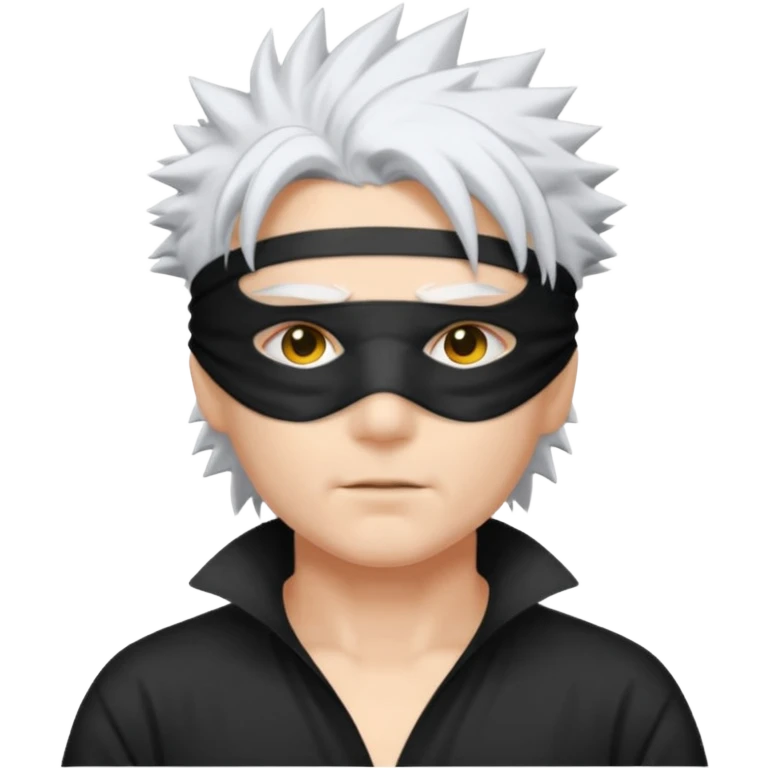 a white egg with a gojo blind fold and spiky white hir emoji