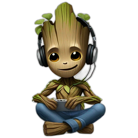 Groot listening to music emoji