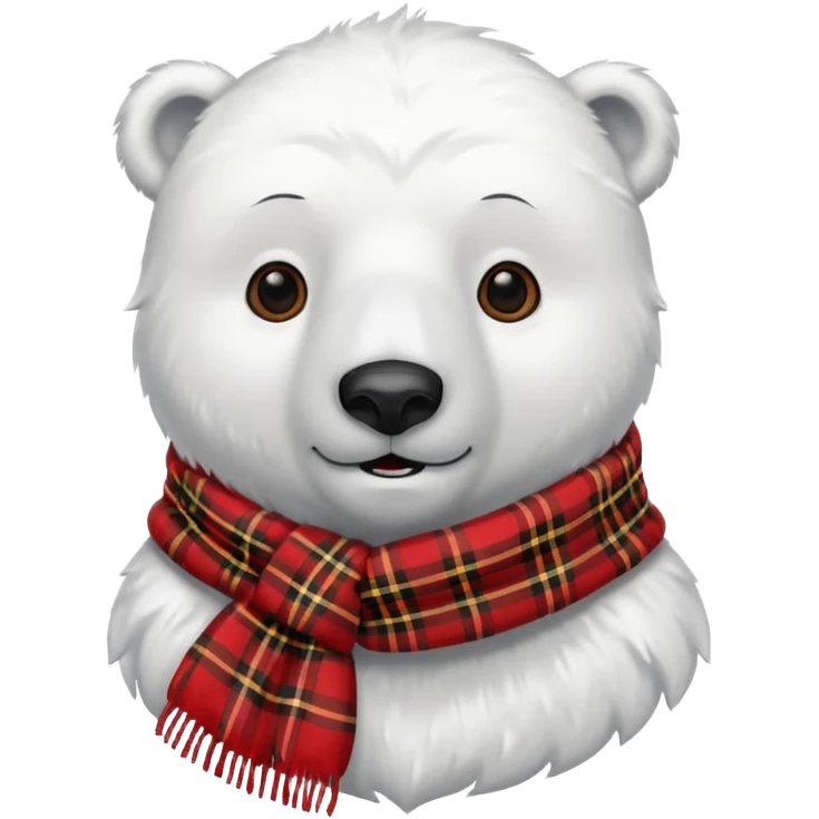 polar bear wear red tartan scarf emoji