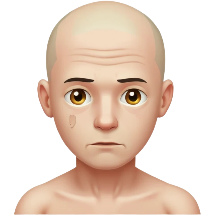 naked distressed man with shaved head who didn’t buy a vape emoji