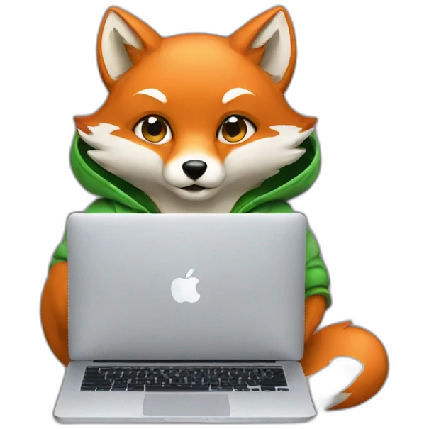 fox with hoodie and a macbook emoji