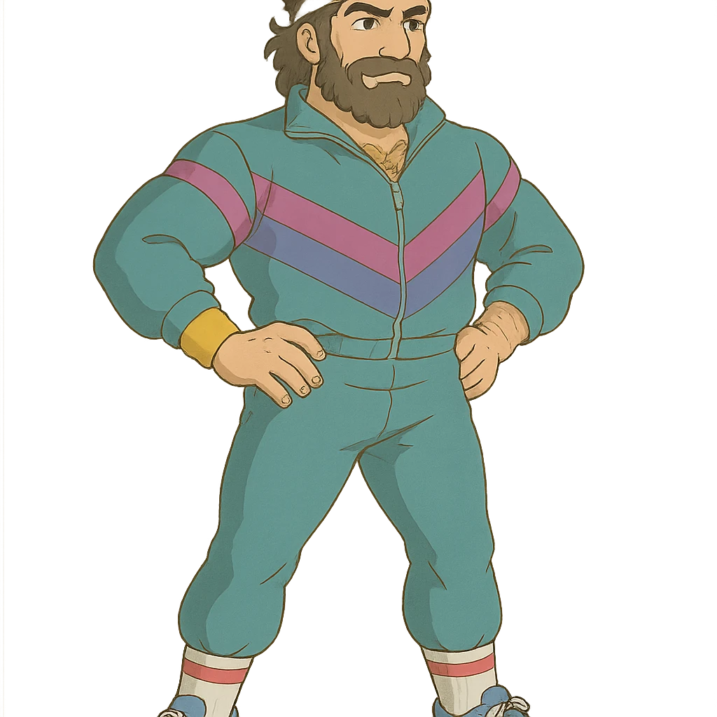 Odysseus in an 80s workout suit emoji