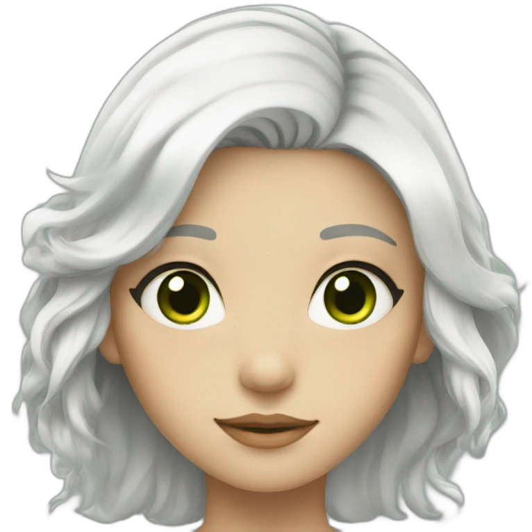 Girl with white hair and green eyes emoji