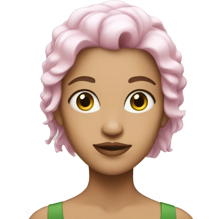 woman with white and pink hair.  She has green eyes. emoji