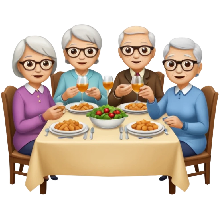 4 elderly people having dinner emoji