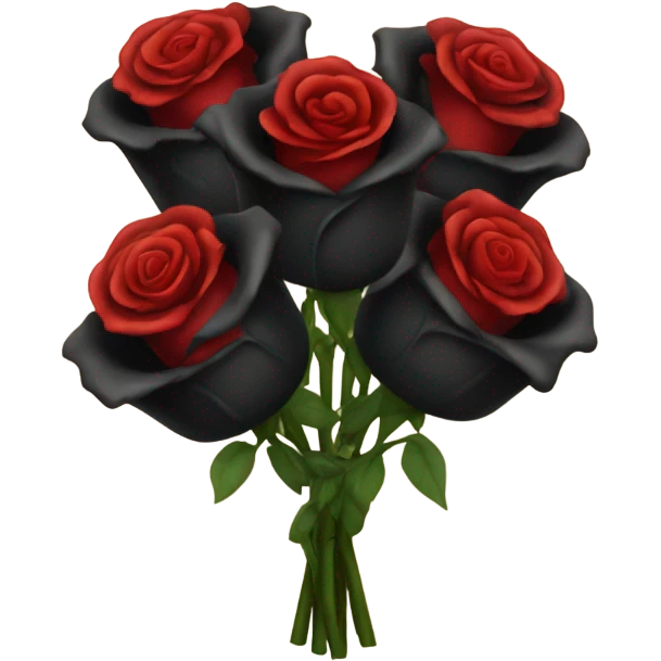Gothic three Black roses and three red roses in a bouquet  emoji