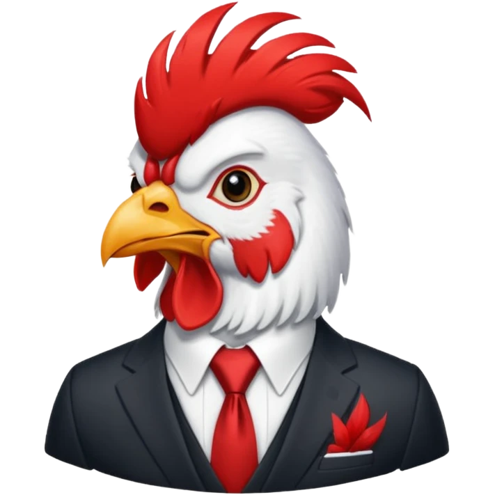 rooster with tie & suit emoji