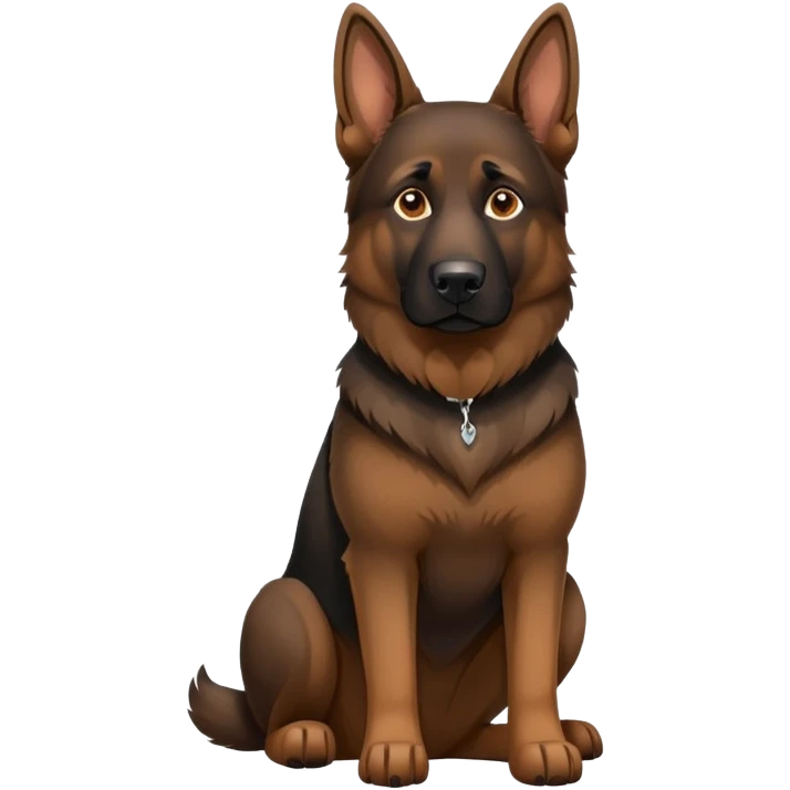 Dark brown face German Shepherd sitting emoji