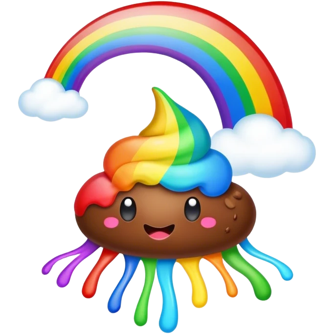 Flying rainbow poop emoji