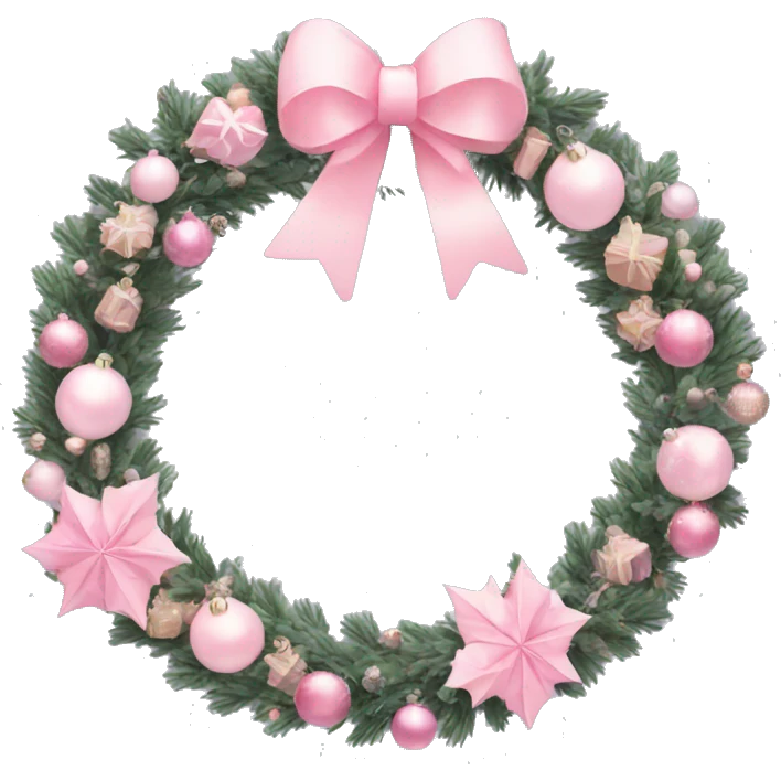 Pastel pink Christmas wreath emoji