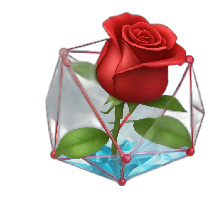 Red Rose in shiny glass octahedron emoji