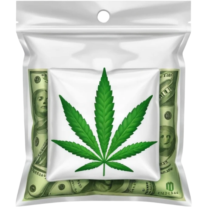 Weed pound baggie with the name Dolla Den and a logo  emoji