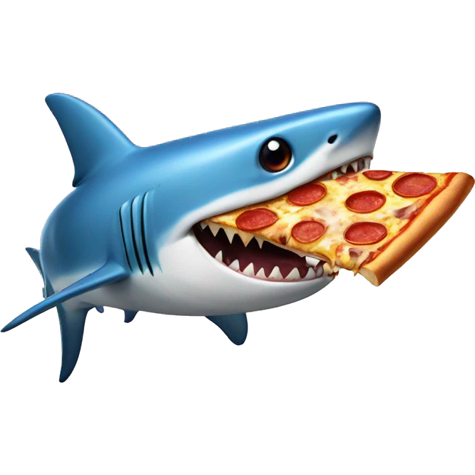 A blue shark eating pizza emoji