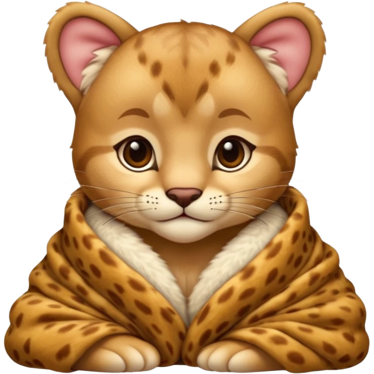 Cozy cougar cub in blanket emoji