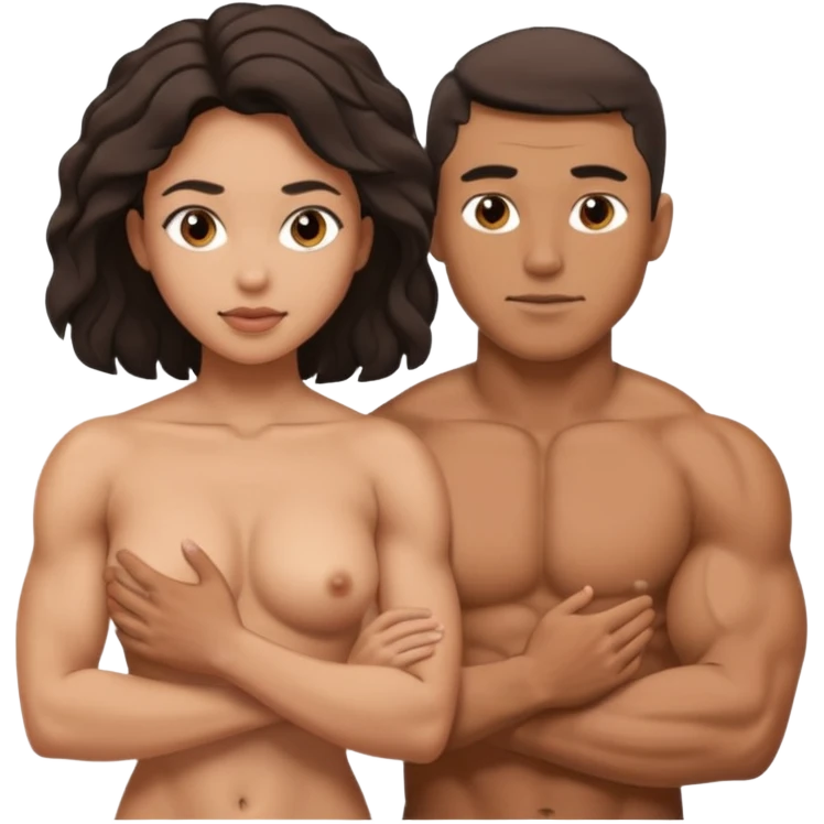 naked mixed man fucks naked woman. emoji