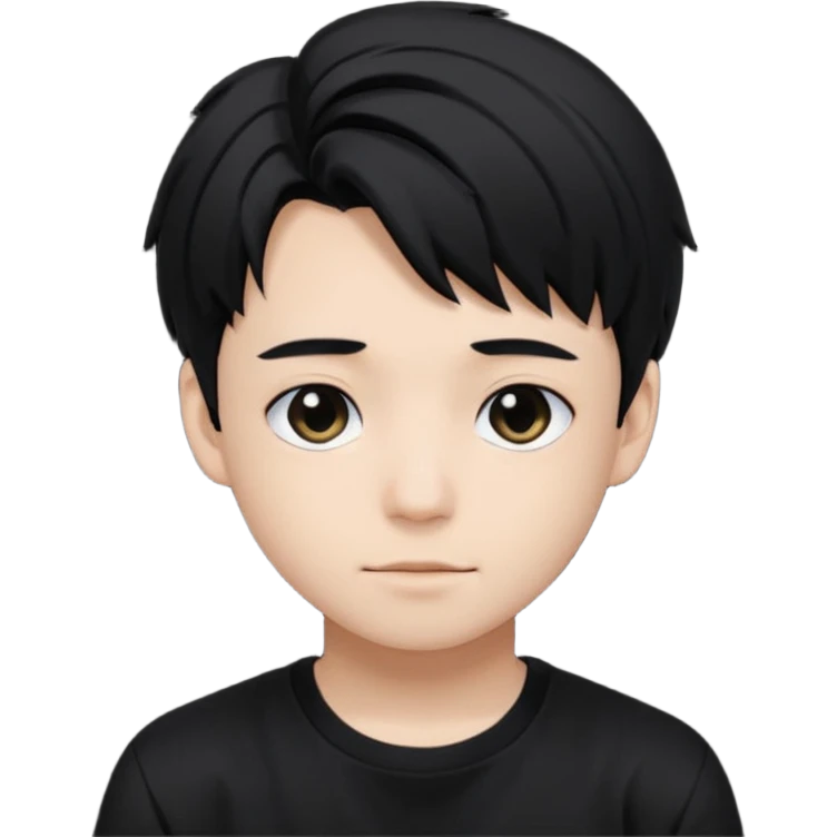 Felix from Stray Kids with black hair, wearing a black t-shirt emoji