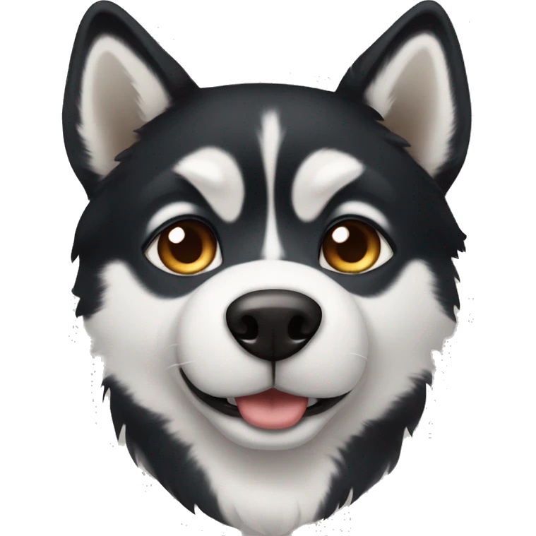 Black husky with white and brown fur and with heterochromia emoji