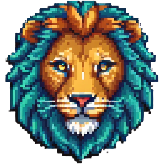 pixel art lion head with detailed mane emoji