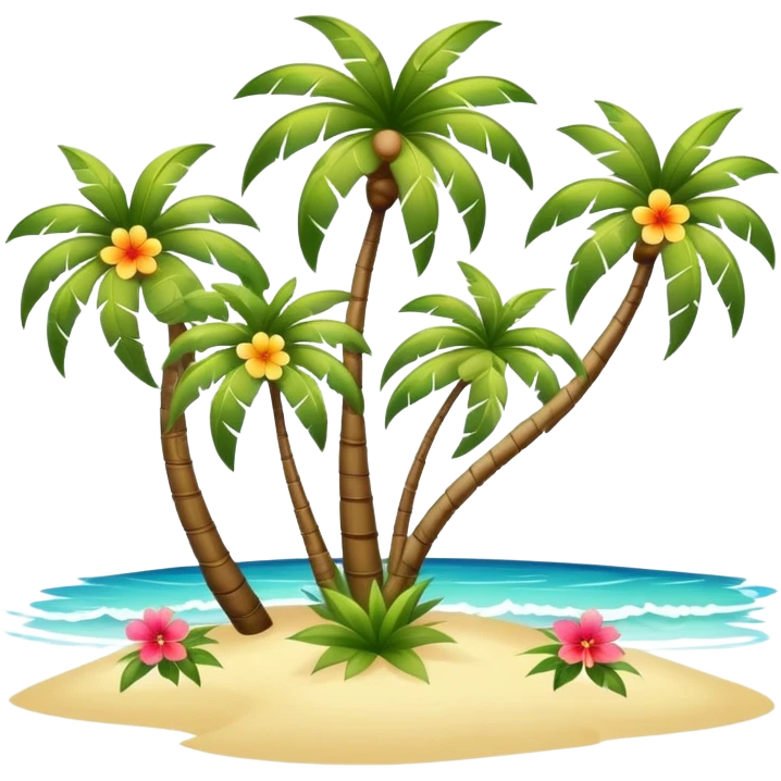 warm summer breeze blowing through beach palm trees and flowers emoji