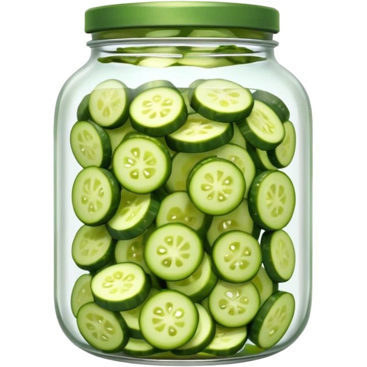 glass jar with sliced pickles in brine emoji