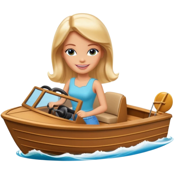Barbie driving a boat emoji