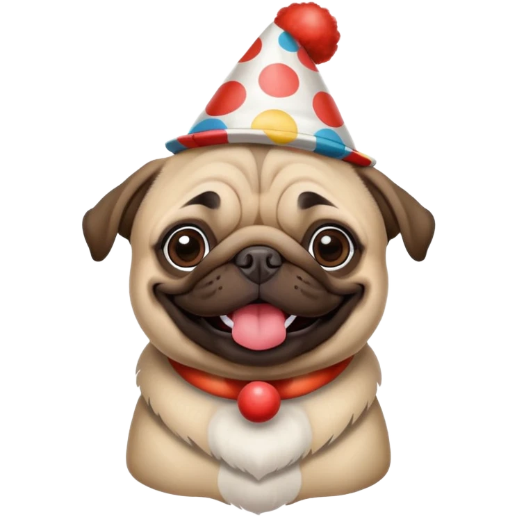 Pug with clown hat emoji