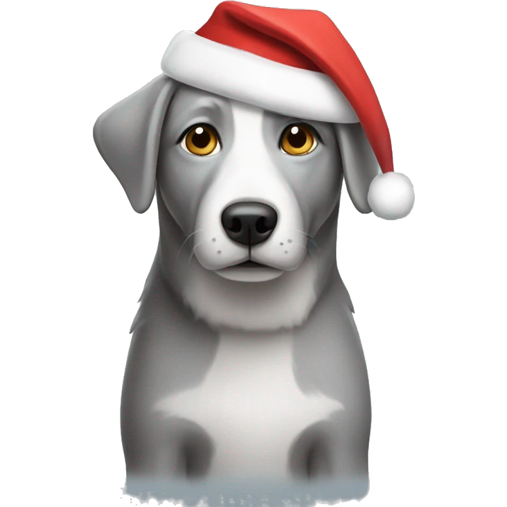 Grey dog with Santa hat emoji