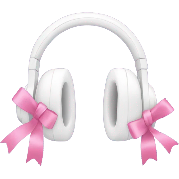 White fuzzy headphones with pink ribbons  emoji