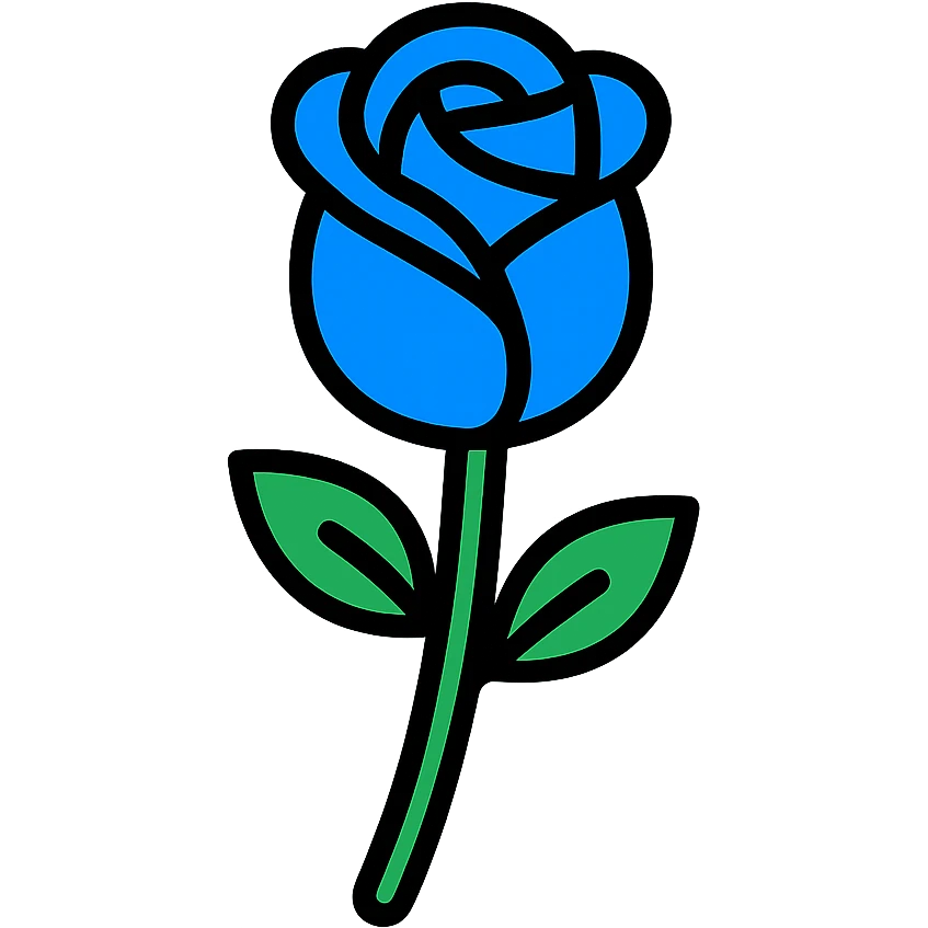 blue rose, color outline icon emoji