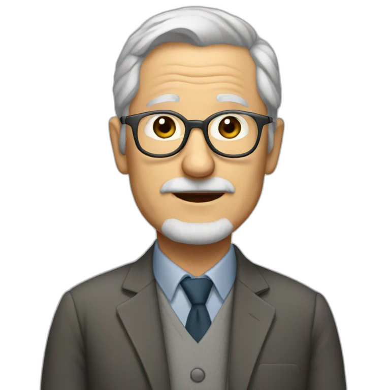 50 years professor with gray hair, glass no beard no mustache emoji