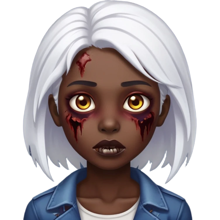 dark skin zombie girl with white hair emoji