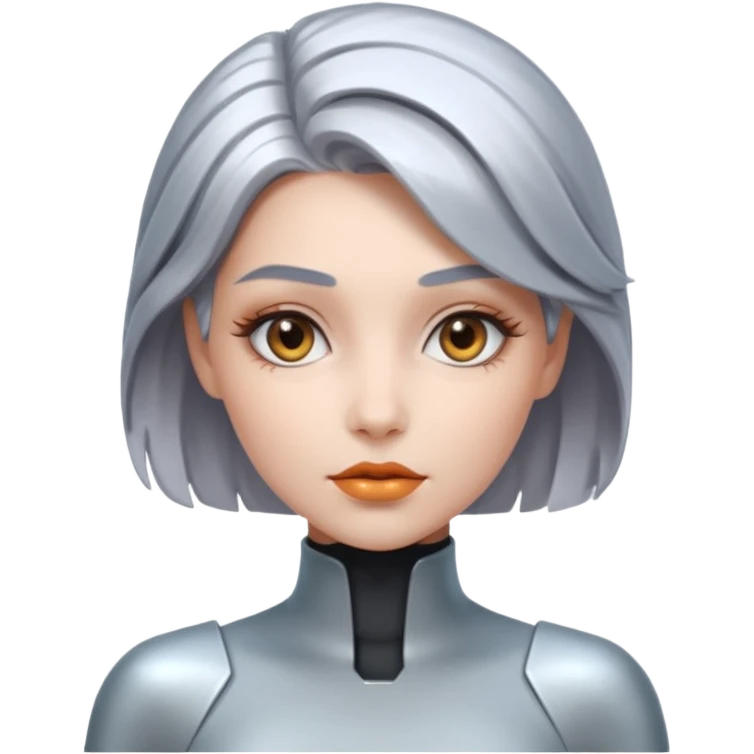 futuristic woman with metalic hair emoji