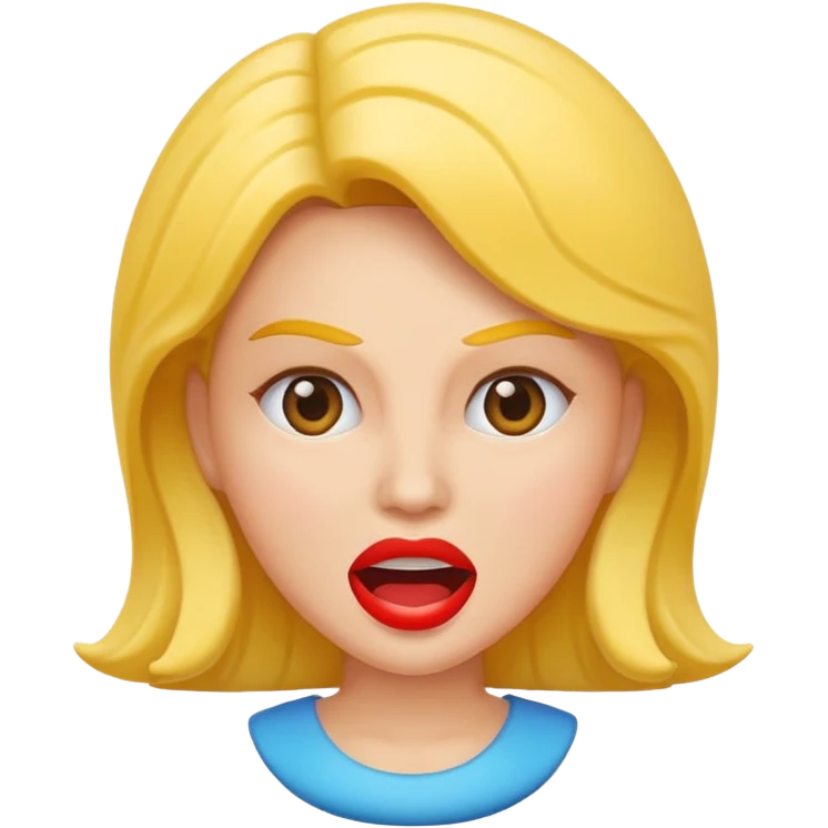 plastic woman with big mounth emoji