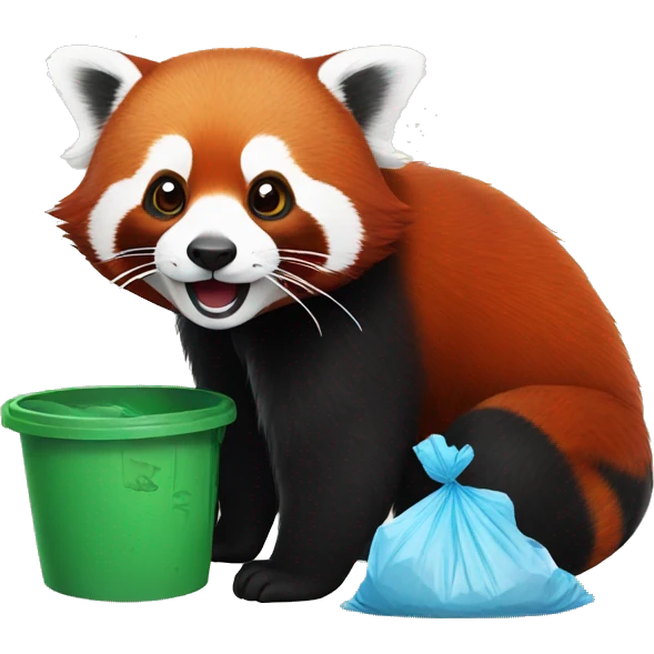 red panda collects garbage emoji