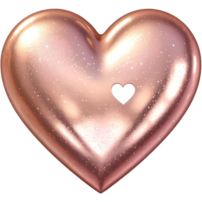 Edit the glittery gold color heart to a glittery rose gold color heart with a subtle gradient and no border. Keep the background transparent. Maintain the glittery texture and subtle gradient effect in rose gold tones emoji