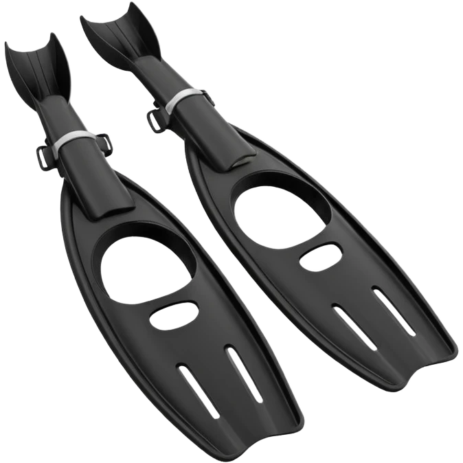 diving fins and snorkel mask, black, simple apple emoji style emoji