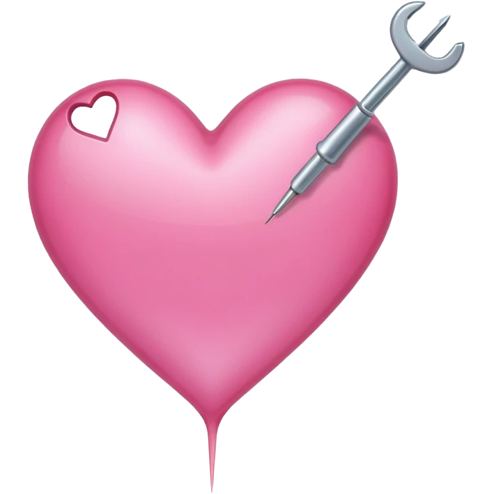 A pierced pink heart by a needle emoji