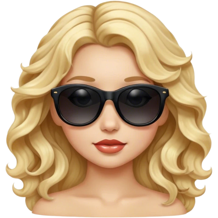 Blonde girl with wavy hair and black sunglasses emoji