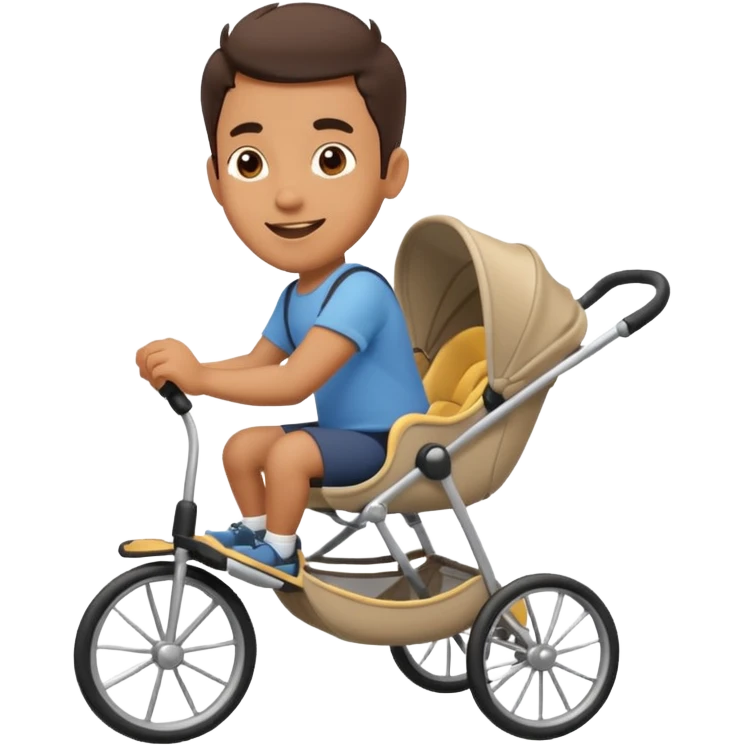 man running with stroller, cheerful mood emoji
