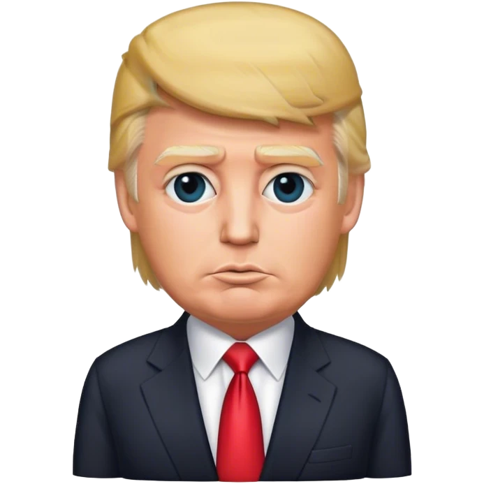 Photorealistic Donald Trump stands in a suit emoji