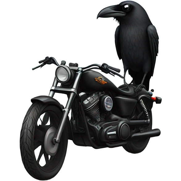 Crow wearing sunglasses beside a Harley  emoji